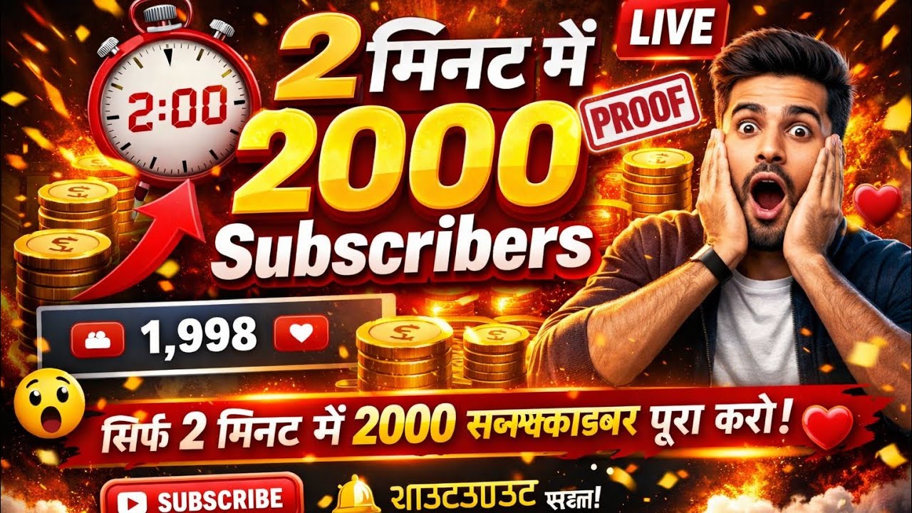 🔥 2 मिनट में 1000 Subscribers 😱 LIVE PROOF 💯 | Subscribe Goal Challenge | Support Me Live ❤️