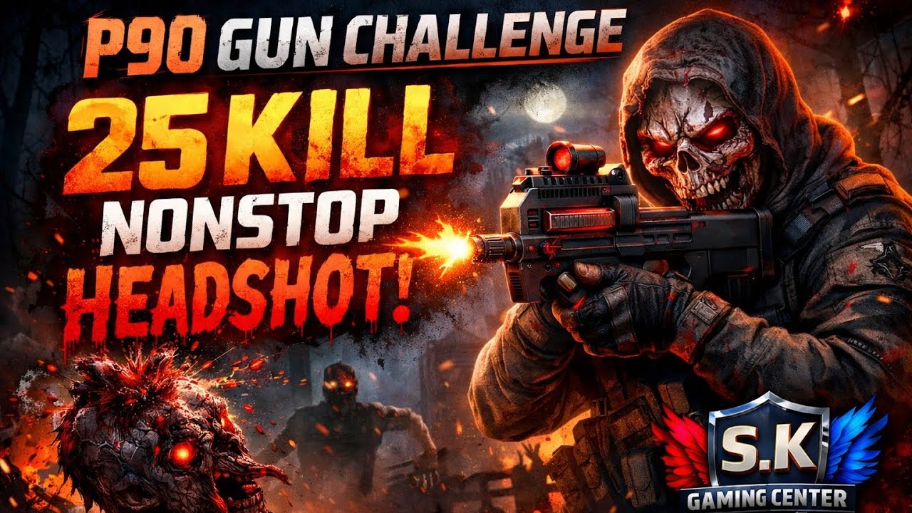 Free fire P90 gun 🔫 challenge in burmuda match 🔥🎯!!2026 !! New game challenge 25 kill headshot 🗿!!