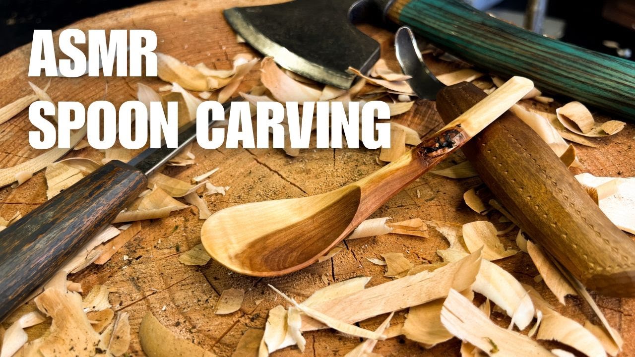 ASMR Spoon Carving - Most Satisfying Wood Carving (No Talking)