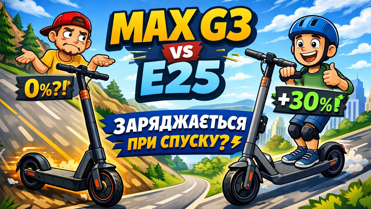 Порівняння Ninebot MAX G3 vs Ninebot E25 — рекуперація: чи заряджається самокат при спуску насправді