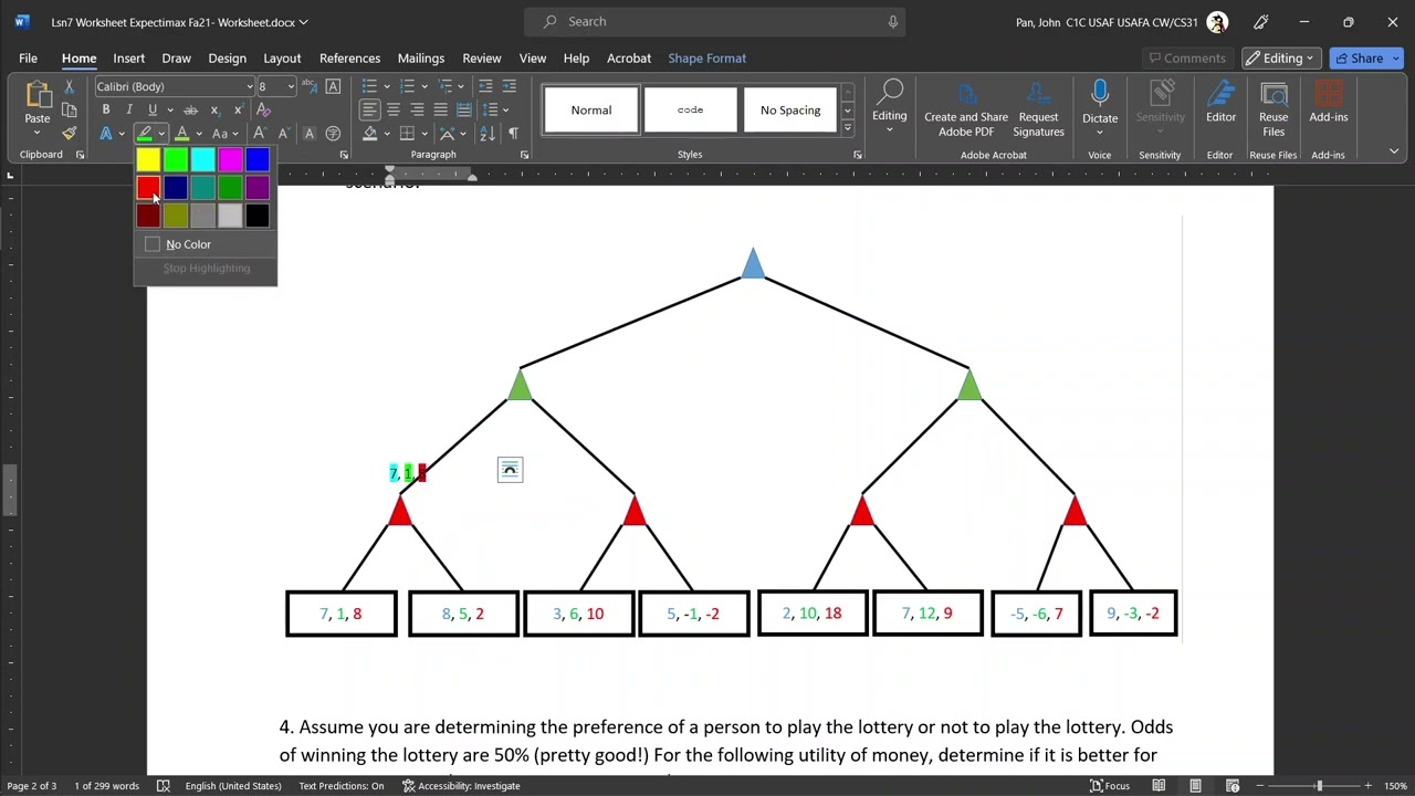 CS471 - Lesson 7 Handout - Expectimax