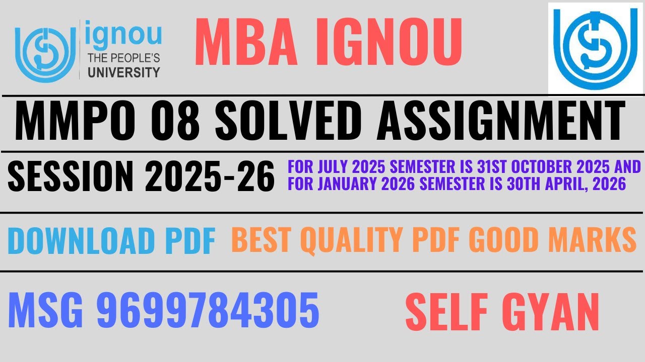 MMPO 08 solved assignment 2025 - 26 IGNOU MBA download SELF GYAN