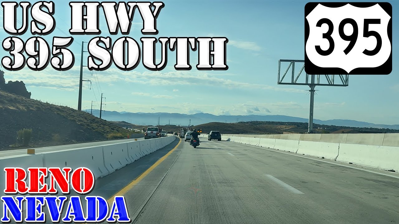 US 395 South - Reno - Nevada - 4K Highway Drive