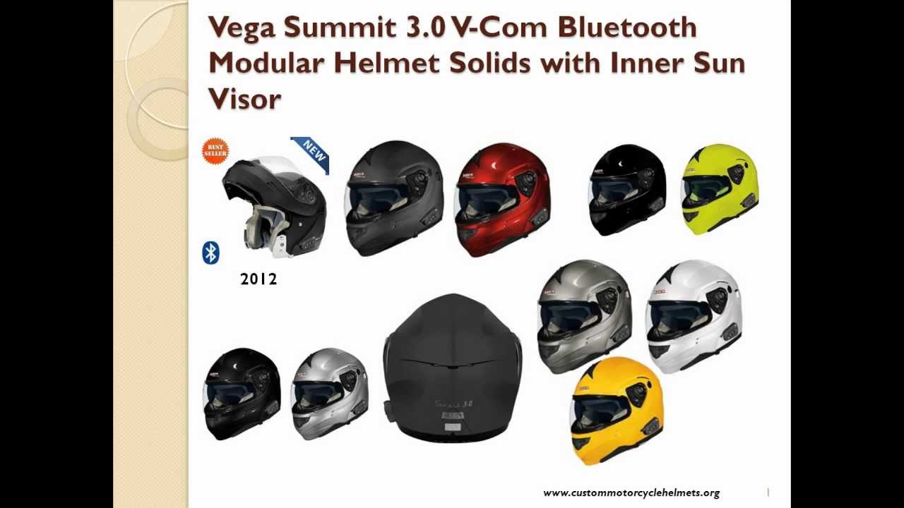Vega Summit 3.0 V-Com Bluetooth Modular Helmet Solids with Inner Sun Visor Video Description