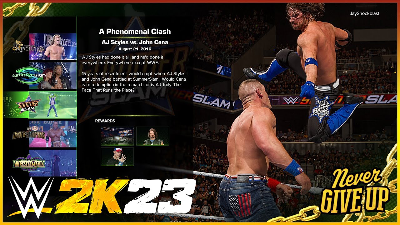 WWE 2K23 Showcase A Phenomenal Clash AJ Style vs John Cena (100% Completion)