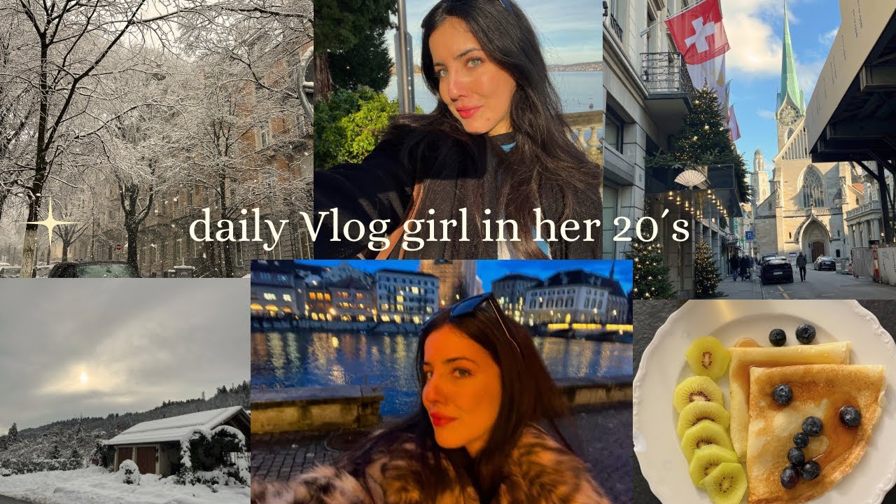 Daily Life girl in her 20´s Vlog living in switzerland ( walks, cafés moment, snowing in Town ) 