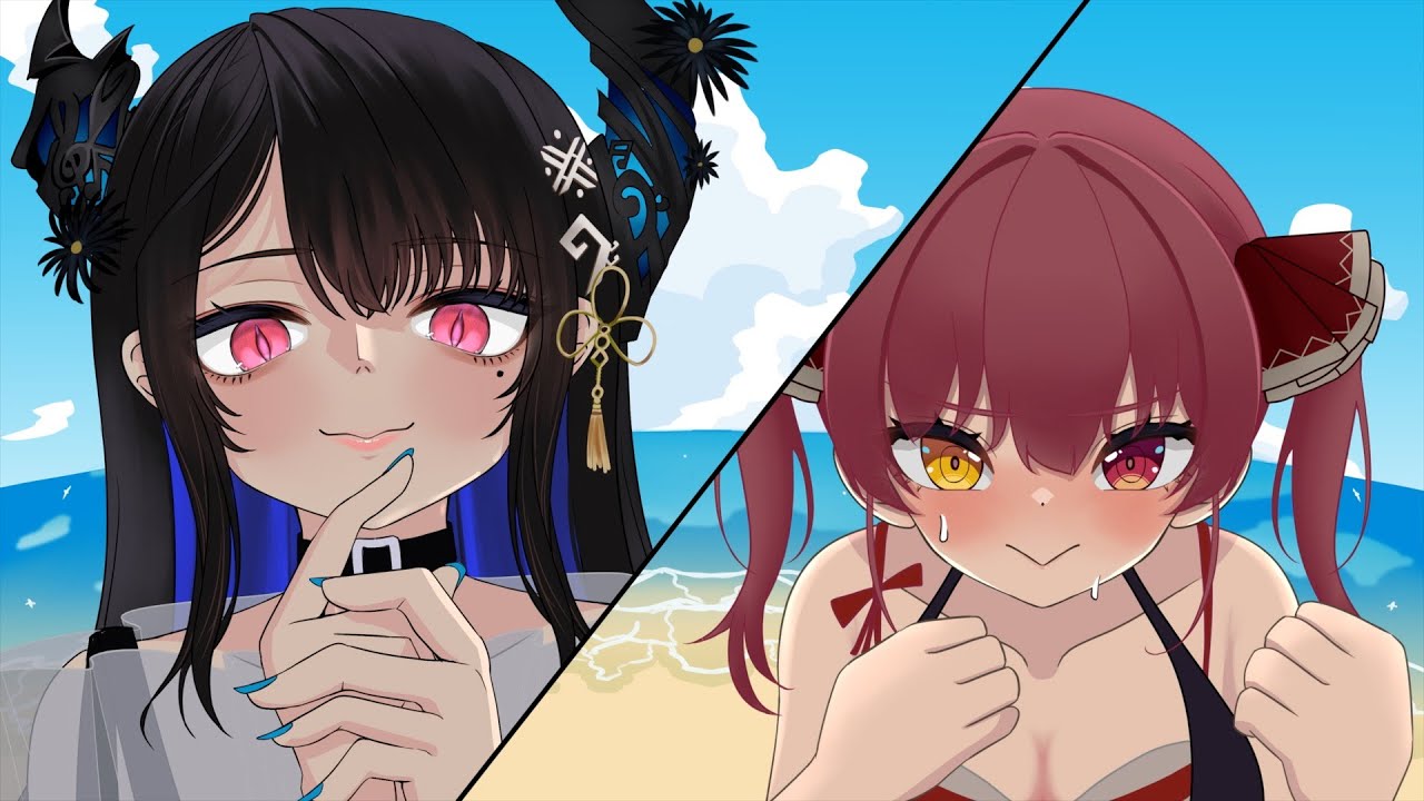 【手描き】ホロ夏クイーンで限界化するネリッサ【宝鐘マリン/ネリッサ・レイブンクロフト/輪堂千速/水宮枢】