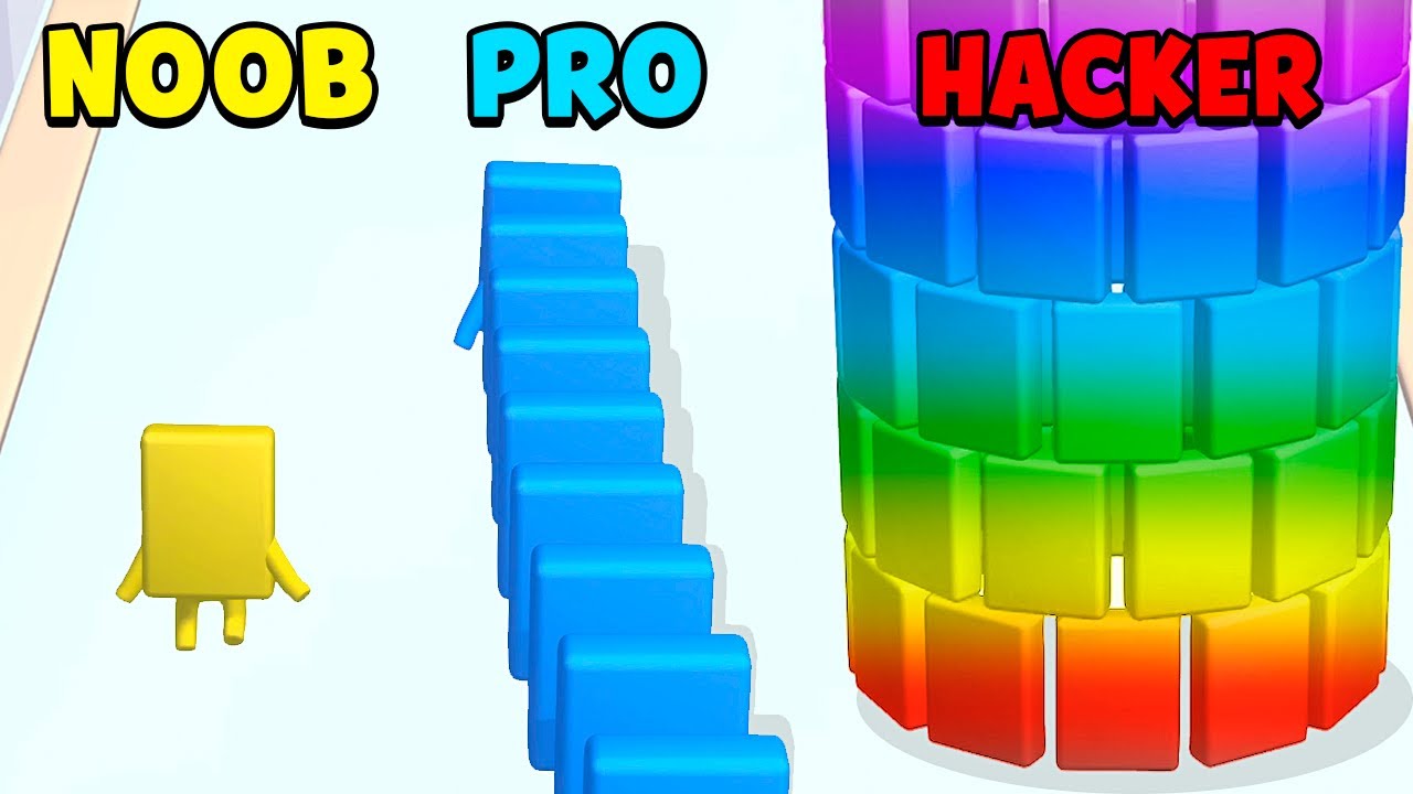 NOOB vs PRO vs HACKER - Domino Run 3D