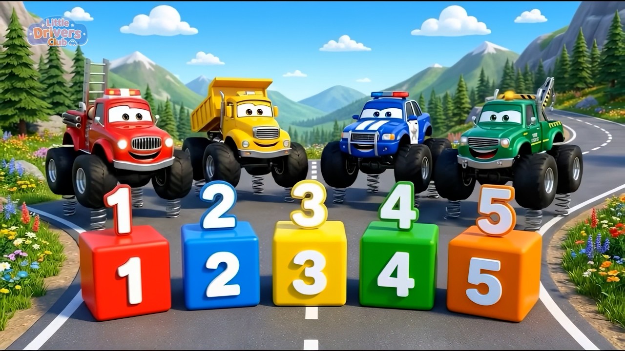 🚒 Brave Monster Trucks Rescue Team | Fire Truck & Police Car | Kids Songs & 3D Animation