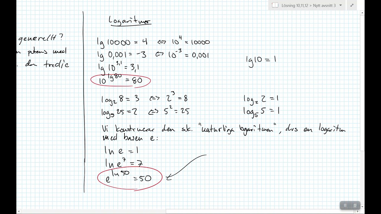 Matematik 3b: Derivatan av exponentialfunktioner och den naturliga logaritmen
