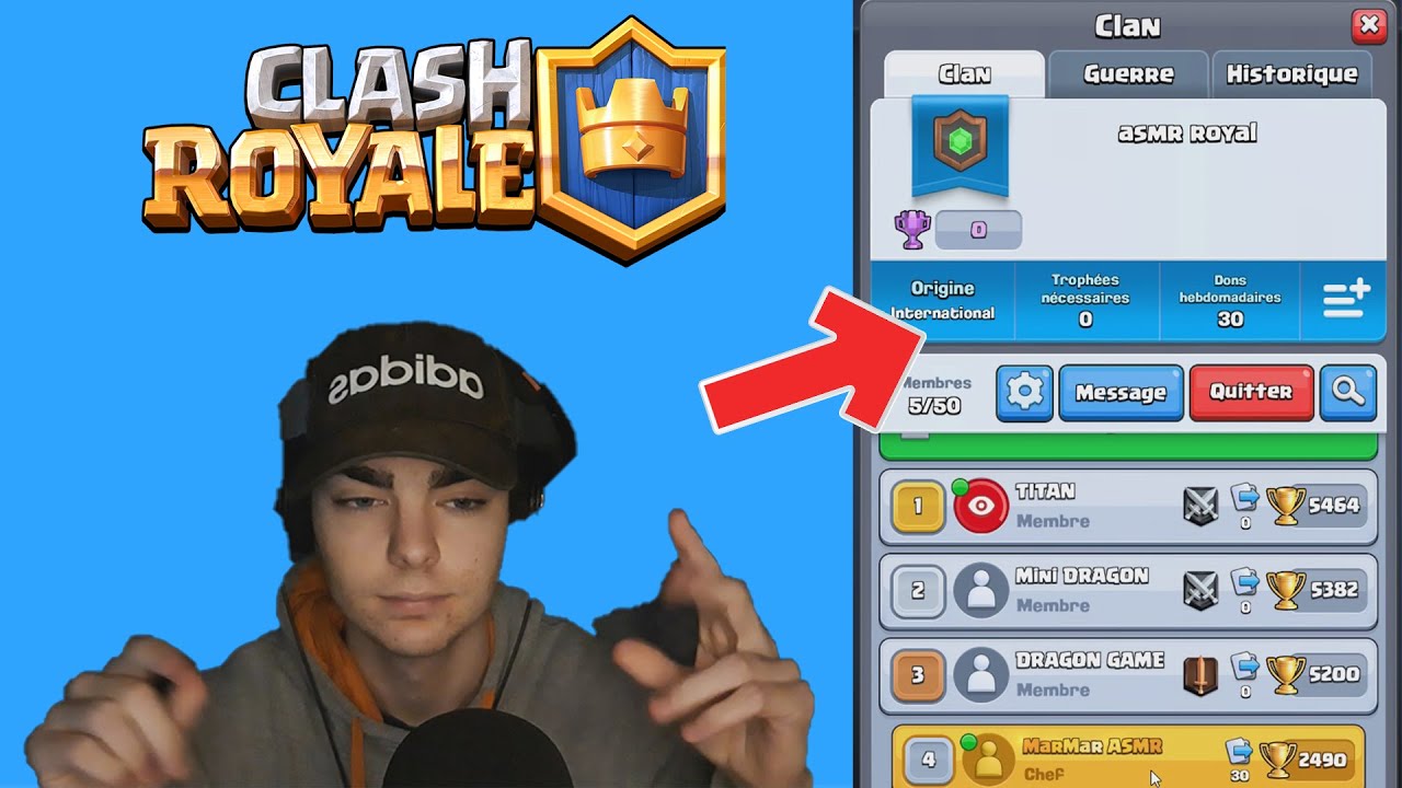 ASMR Clash Royale / J'ai Crée Un Clan !! (Venez mdrr)