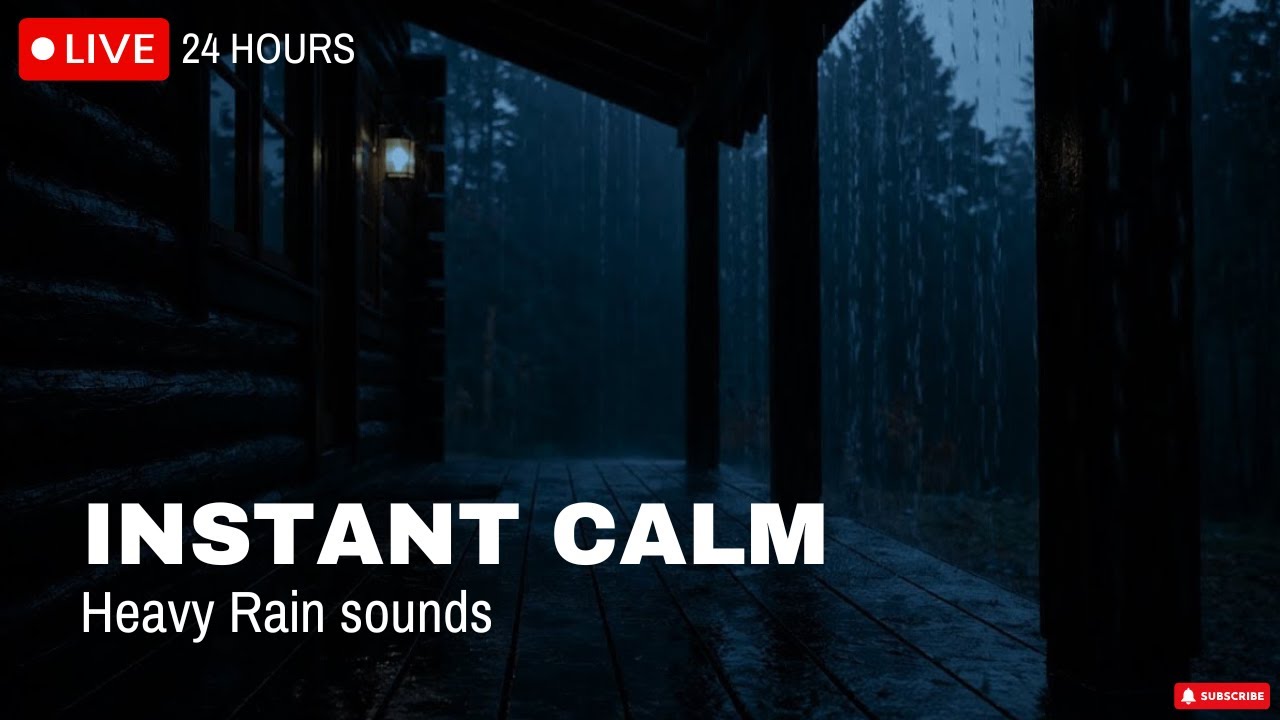 🔴 Lost Cabin in Endless Rain 🌧️ Calm Night Sounds (No Thunder)