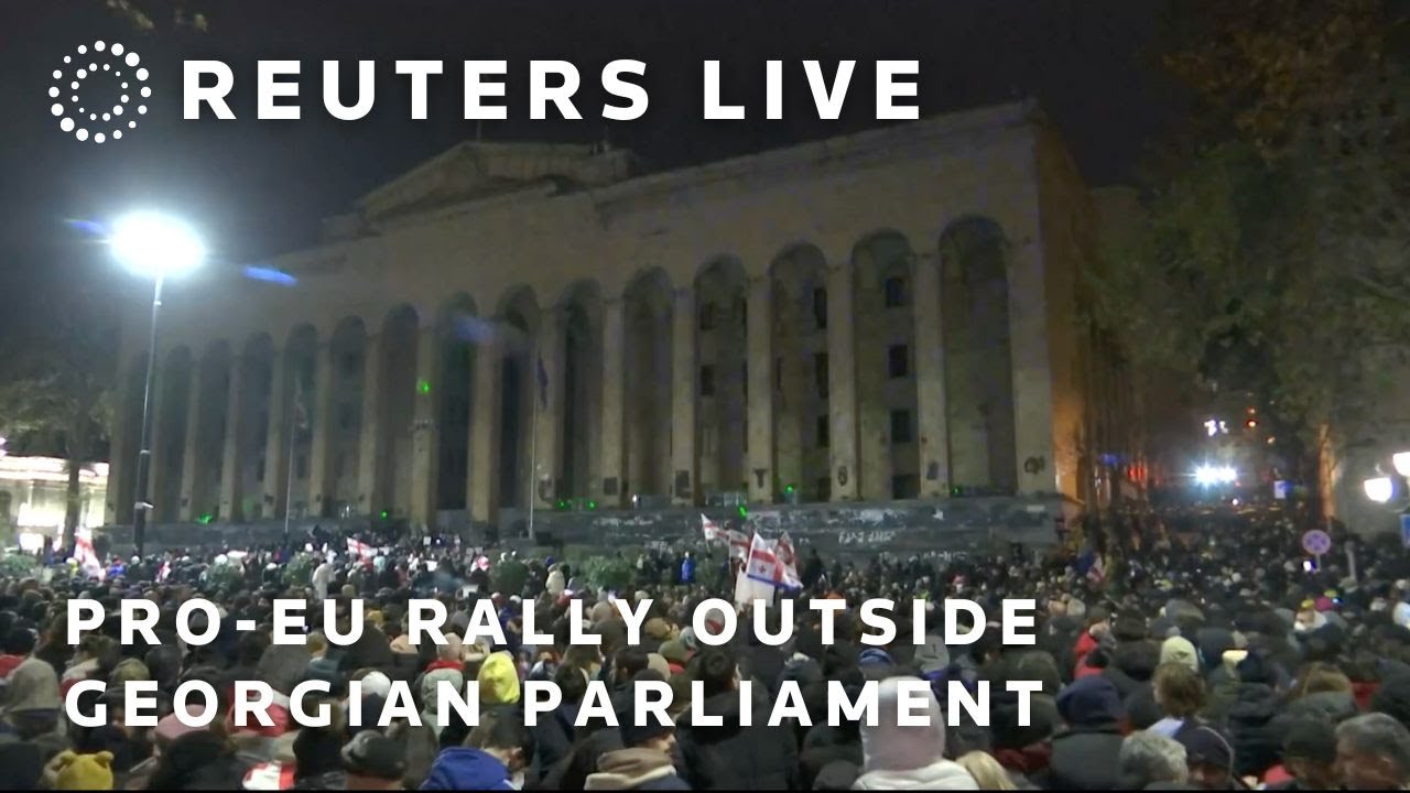 LIVE: Pro-EU activists rally outside Georgian parliament for a sixth night