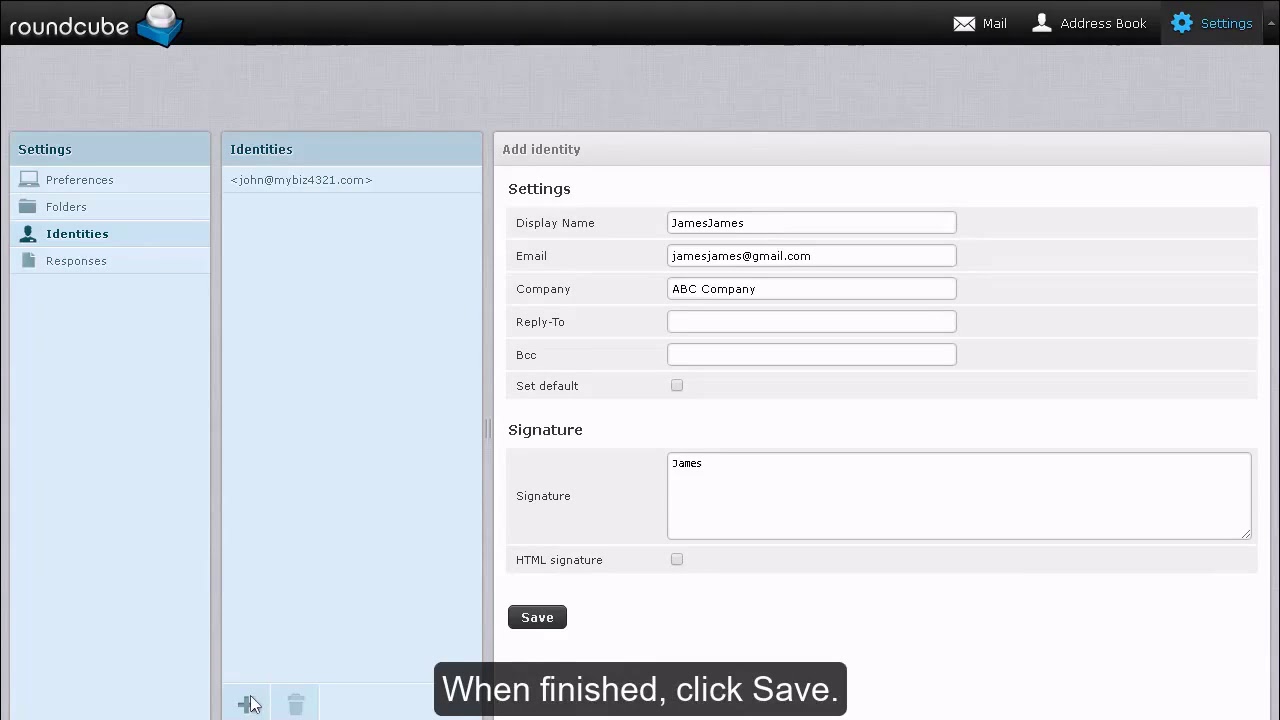 Roundcube - Setting up and Using Multiple Identities