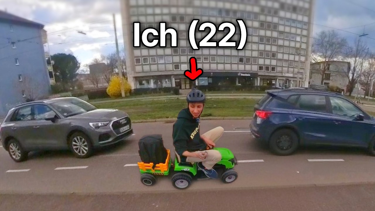 Ich fahre mit einem Spielzeugauto nach Frankreich