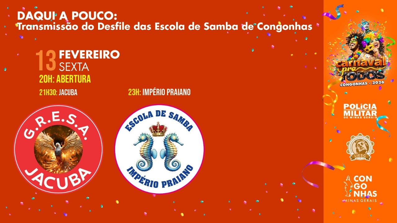 Carnaval 2026 Congonhas | G.R.E.S.A. Jacuba e G.R.E.S. Império Praiano