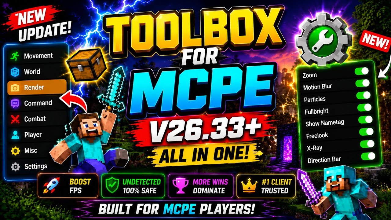 🚀 Finally New Toolbox For MCPE 1.26.33+ 🔥 | 100% Working, No Crash, OP Features! | client Review 