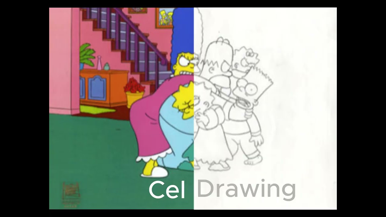 Simpsons 2 second FLIP between the cel and drawing