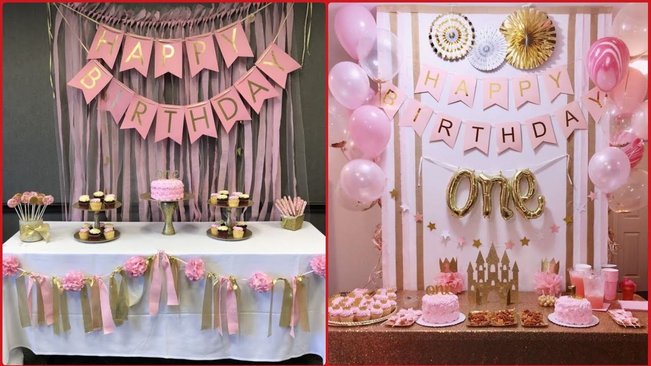 Pink Birthday theme Decoration Ideas,birthday pink and gold theme for baby girl