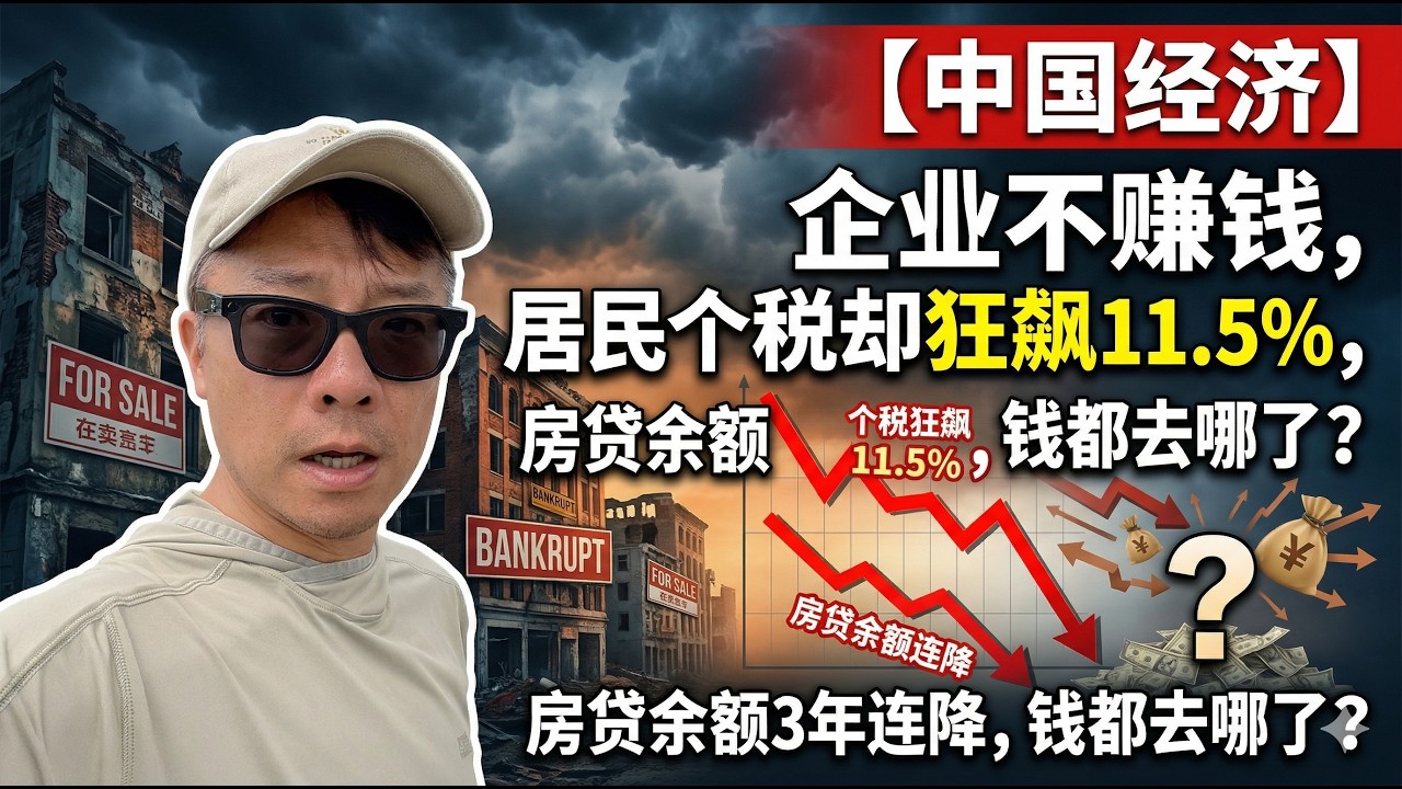 中国经济：一边是企业不赚钱，一边是个税11.5%的狂飙，一边是房贷余额的3年连降，钱都去哪了？