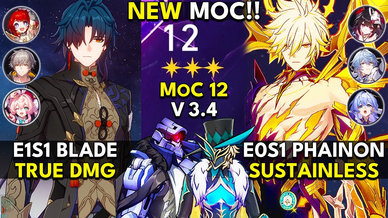 NEW Memory of Chaos Floor 12 (3 Stars) E1S1 BLADE & E0S1 PHAINON | Honkai: Star Rail 3.4