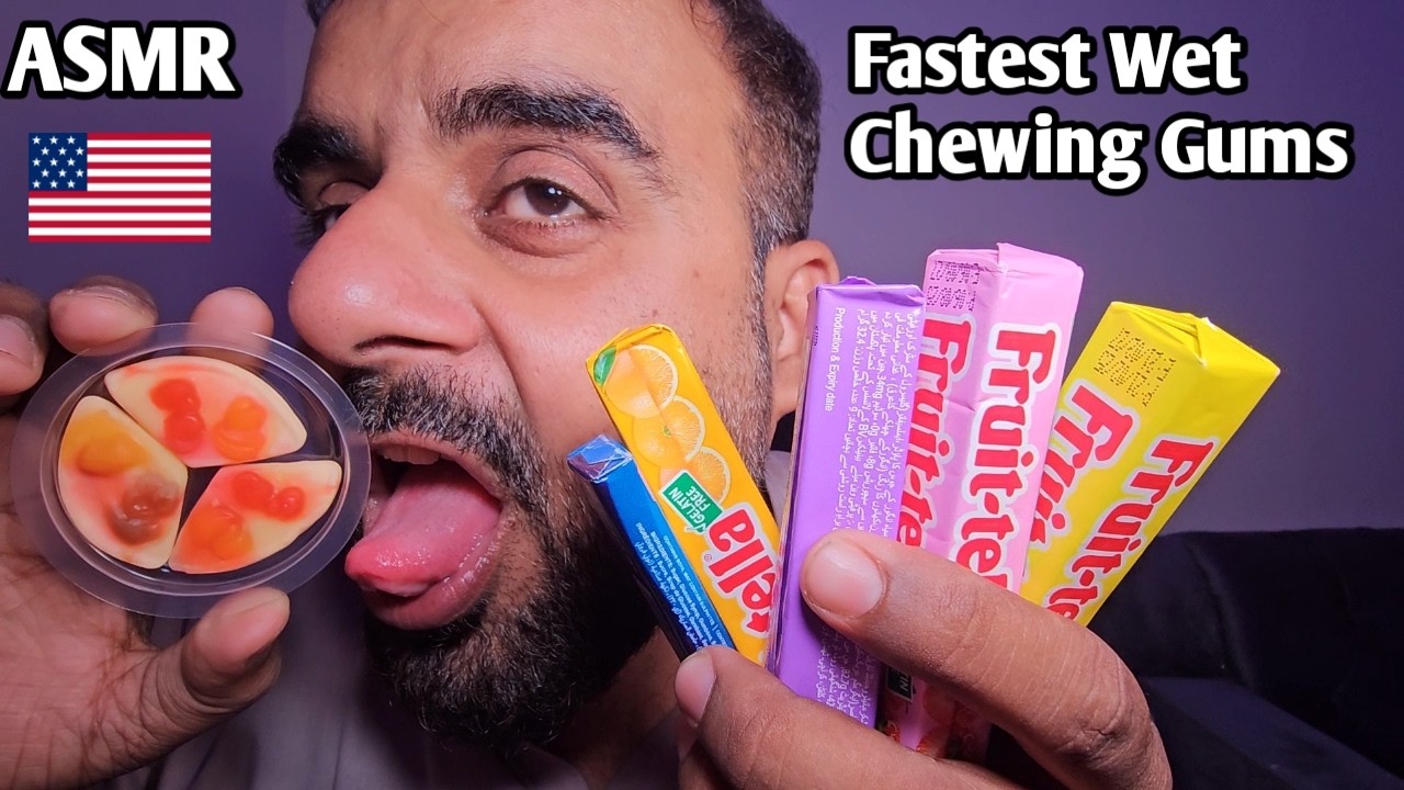 ASMR - Fastest wet  bubble Gum chewing ( Extremely wet satisfying mouth sounds)
