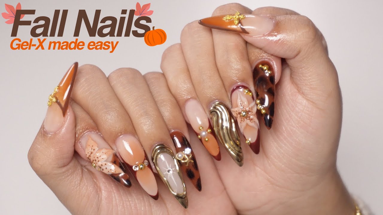 do my fall gel x nails with me at home (beginner friendly)