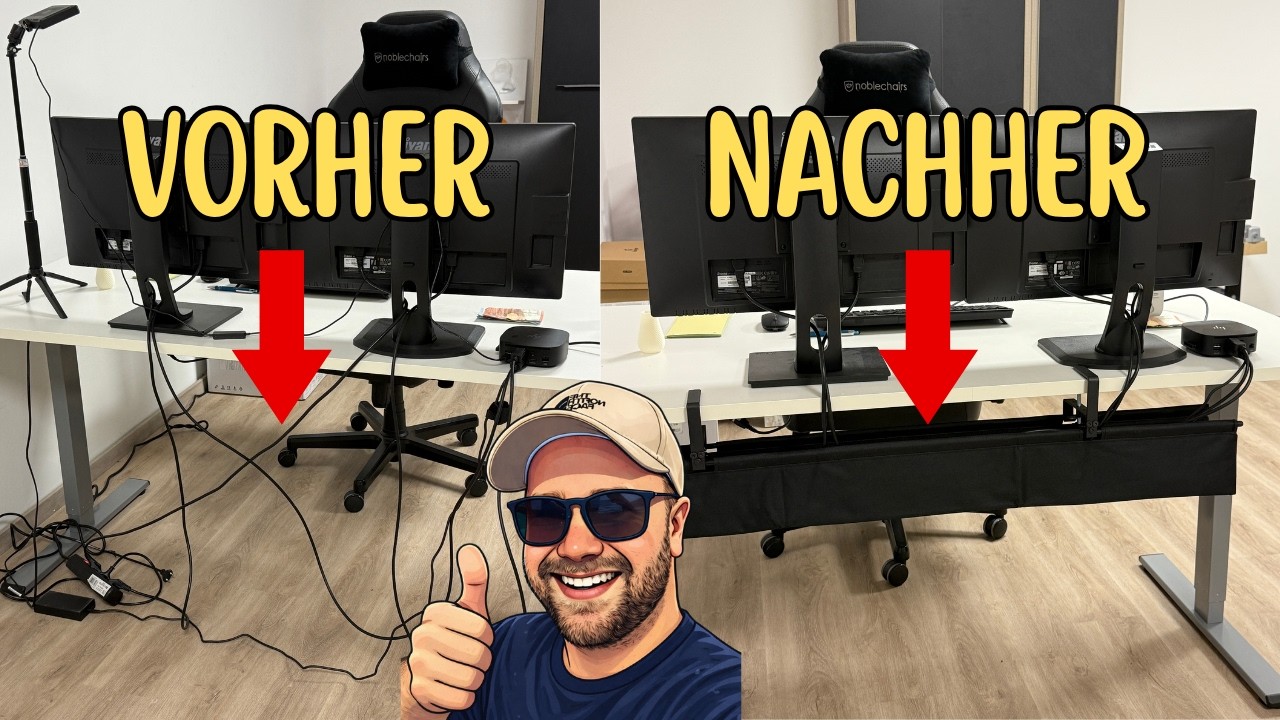 Perfektes Kabelmanagement am Schreibtisch! FlexiSpot Setup & Treibo Kabelkanal ohne Bohren
