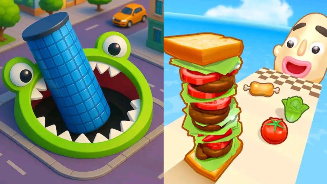 Hole.io VS Sandwich Runner Gameplay IOS Android