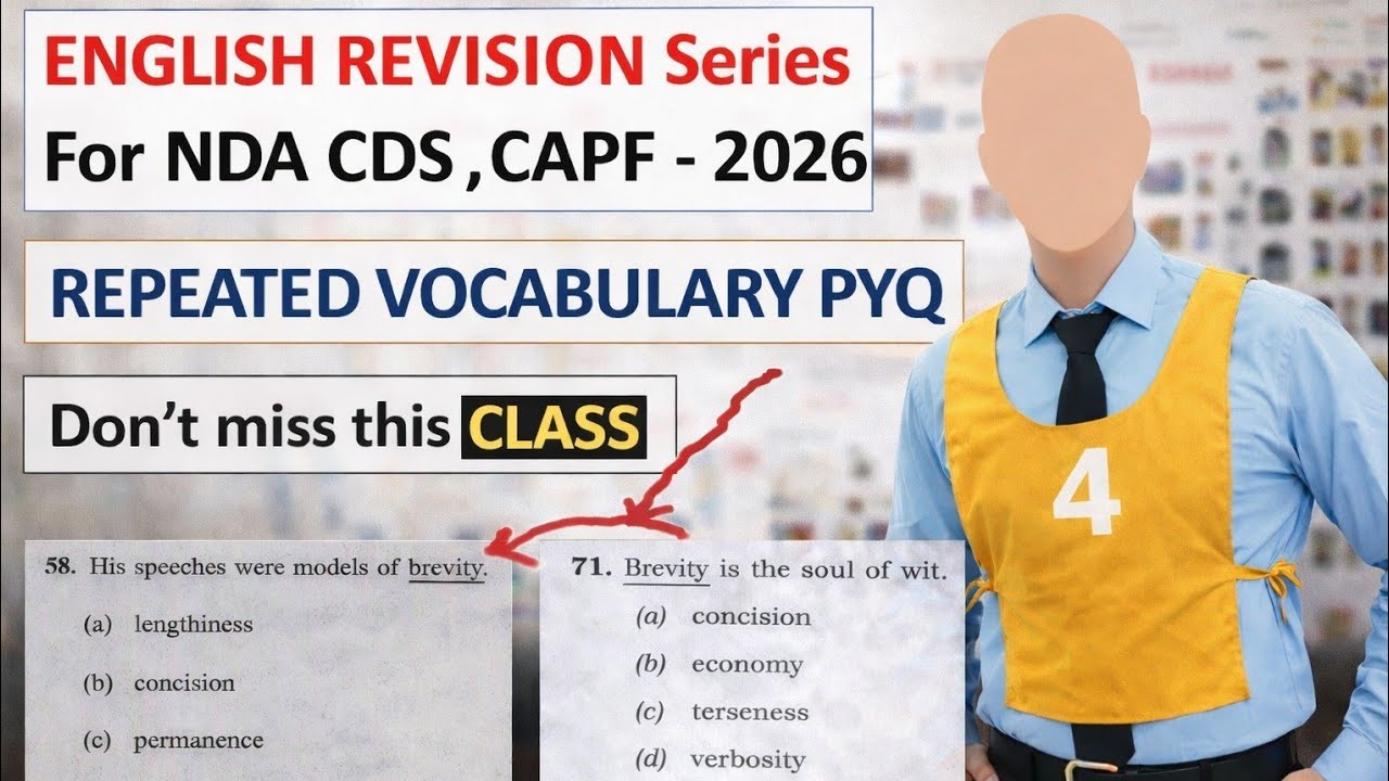NDA CDS 2026 English REPEATED VOCABULARY PYQ  | Questions Repeat Nahi, Concept Repeat Hote Hain ||