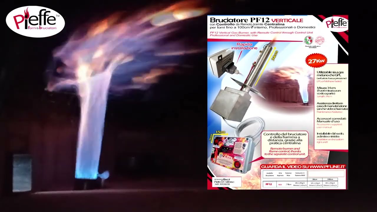 Bruciatore a Gas PF12 per forno pizza, con centralina