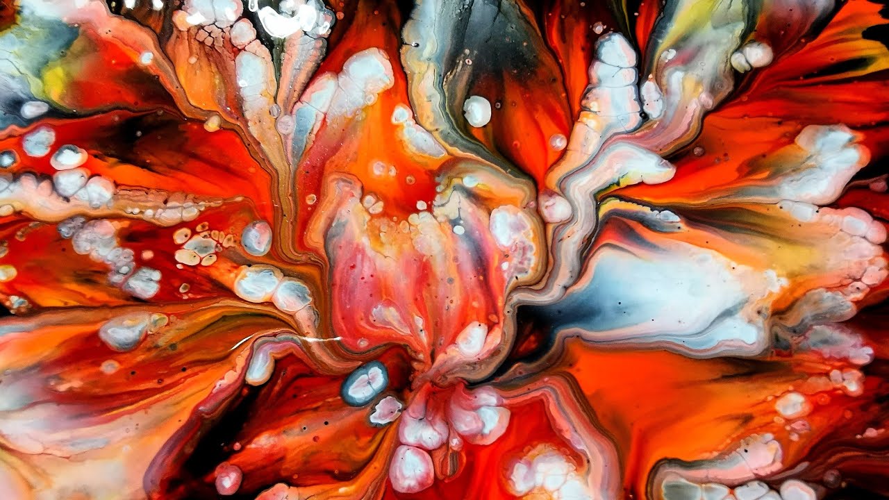 (190) Halloween flower dip I Acrylic pouring technique I Fluid art
