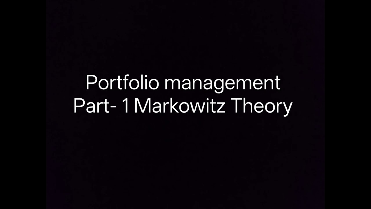 Portfolio management part-1 MPT