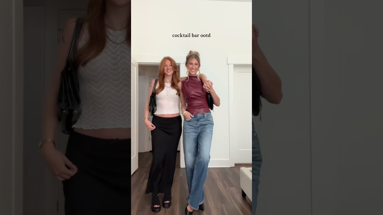 Night Outfit Ideas | Leather Top & Maxi Skirt #OOTD #cocktailbar