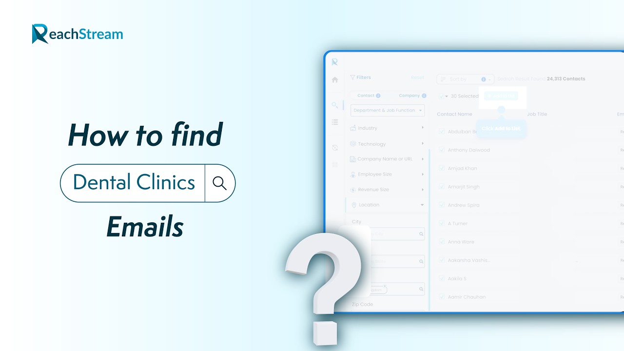 How to find Dental Clinics Emails - Step-by-Step using ReachStream