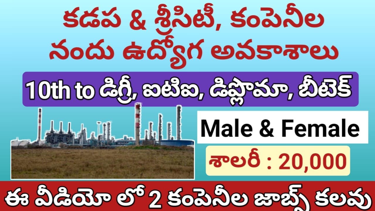 కడప & శ్రీసిటీ కంపెనీ నందు ఉద్యోగావకసాలు