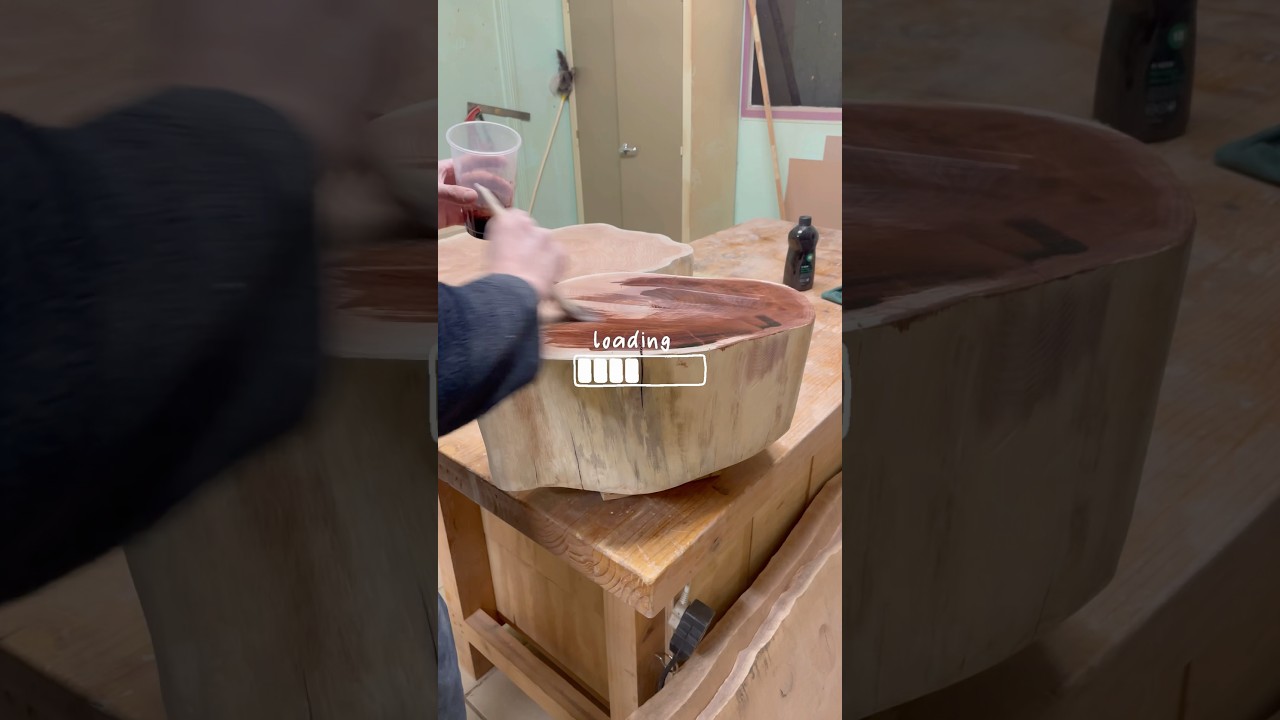 Applying finish to this African shaped coffee table #woodworking #design #woodworker #woodlovers