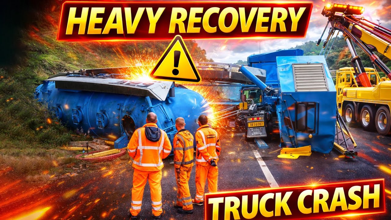 RECOVERY :  Грузовик с 37 тоннами гравия на боку  🚛👷🏻