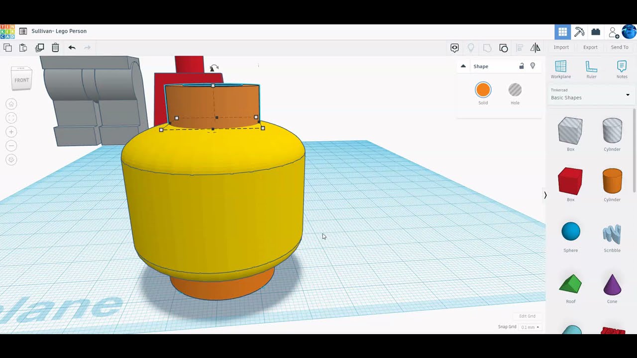 TinkerCAD - Lego Person - Part 3 (Head)