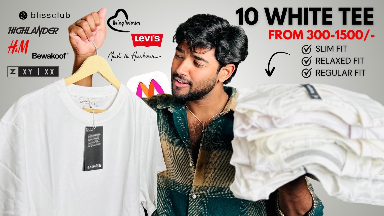 10 Branded White T-Shirts For Every Budget | H&M, Blissclub, Levis, XYXX, Being Human Myntra Haul