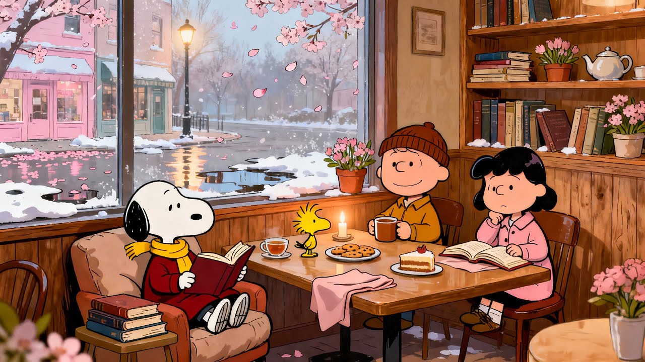 Reading Indoors with Snoopy & Charlie Brown 🌸📚 Cozy Spring Lofi for Focus & Relaxation