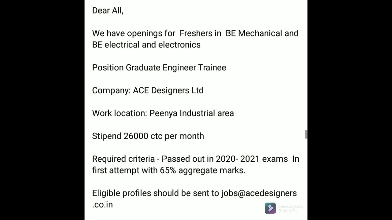 Graduate Engineer Trainee for Mechanical /Electrical fresher Jobs 21 December 2021