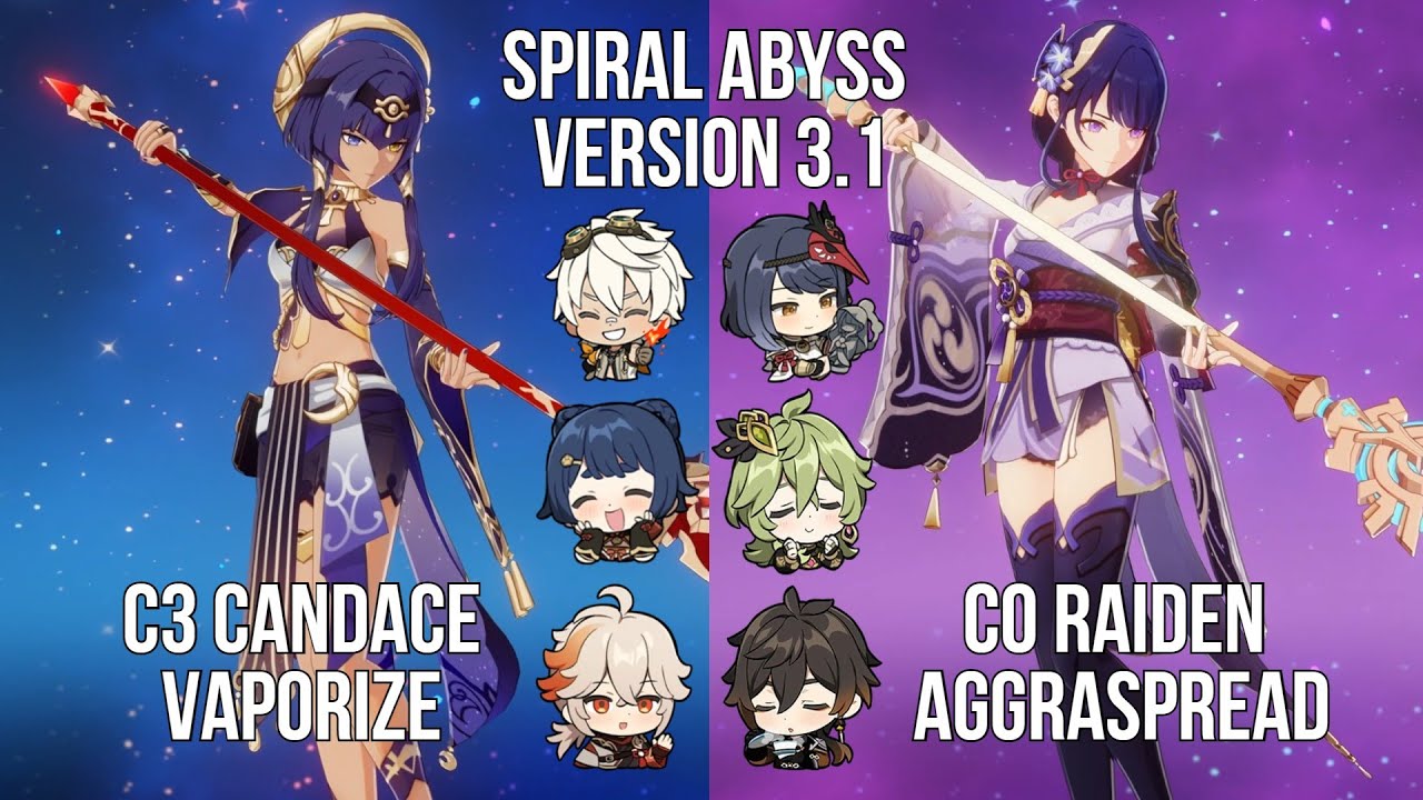 C3 Candace Vaporize - C0 Raiden Shogun Aggraspread | 3.1 Spiral Abyss Floor 12 | Genshin Impact