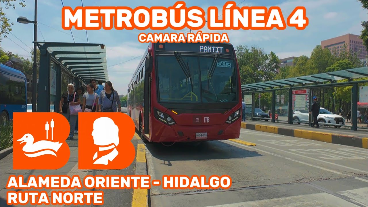 Recorriendo Metrobús línea 4 (Ruta norte) Alameda oriente - Hidalgo (Cámara rápida)
