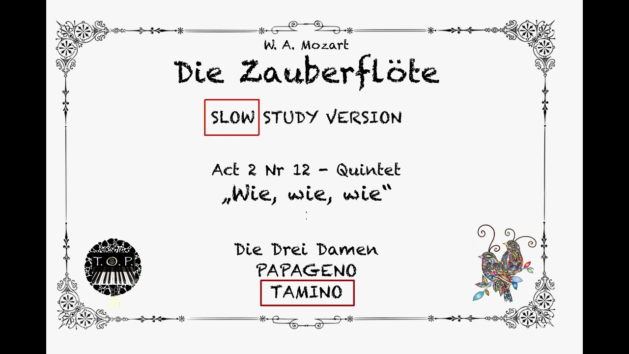 Zauberflöte Act2 Nr12 Quintet | TAMINO highlighted | SLOW version | Opera Study Accompaniment