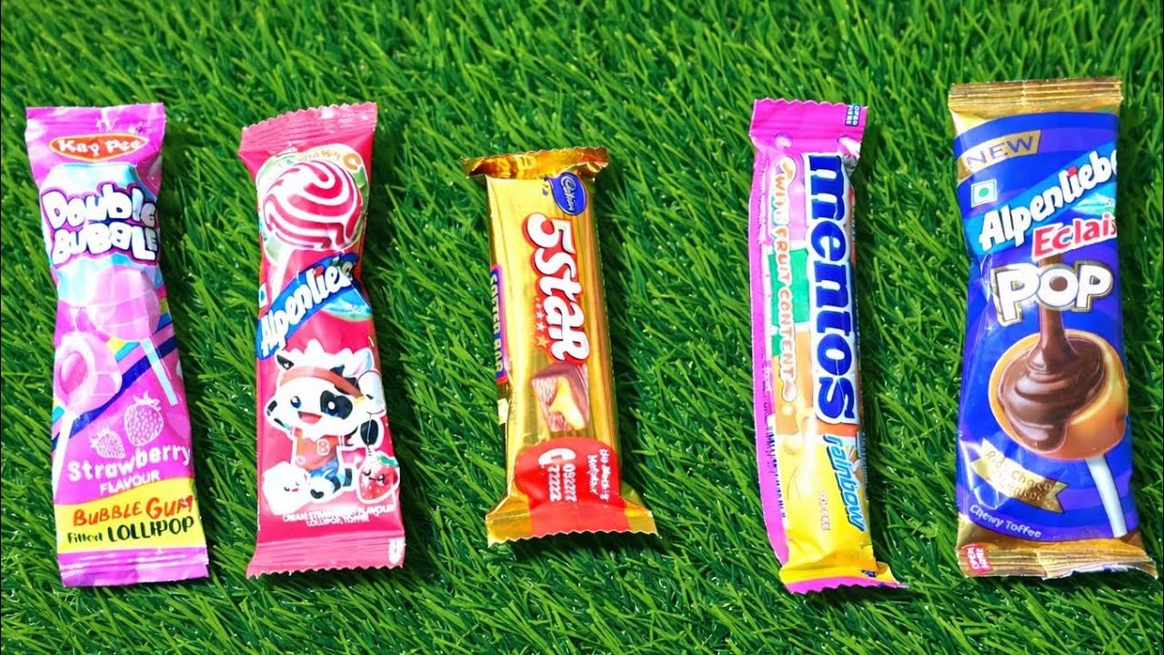 ASMR Most Popular Candys / some lots of colorful rainbow lollipop candy / unpacking chocolate eat