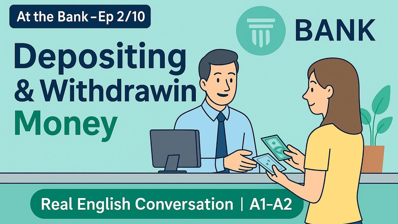 Depositing and Withdrawing Money &ndash; Simple English for Daily Banking |  Conversation for Beginners