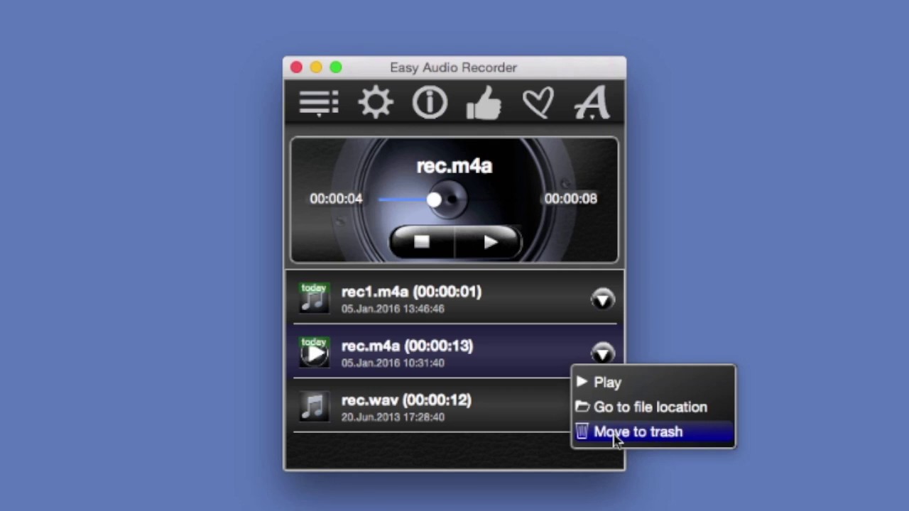 Demonstration of Easy Audio Recorder features