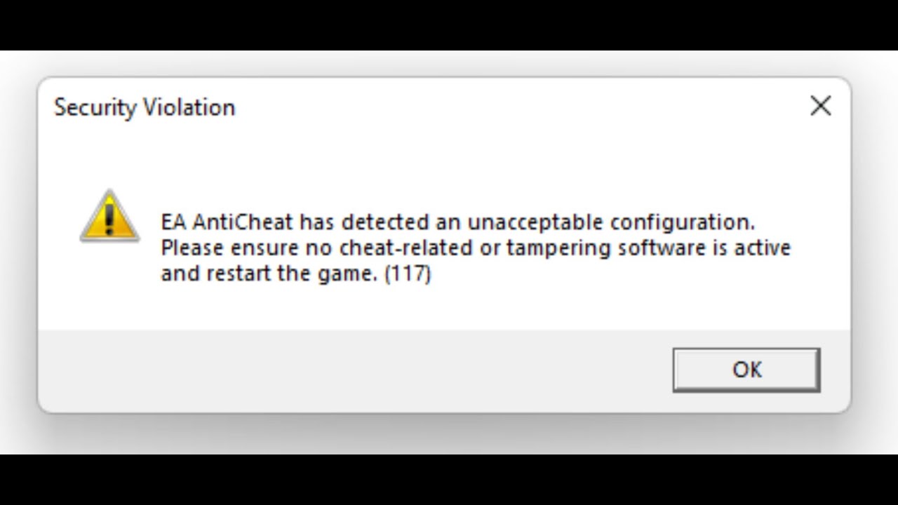 Fix EA FC 25 Security Violation Error EA AntiCheat Has Detected An Unacceptable Configuration