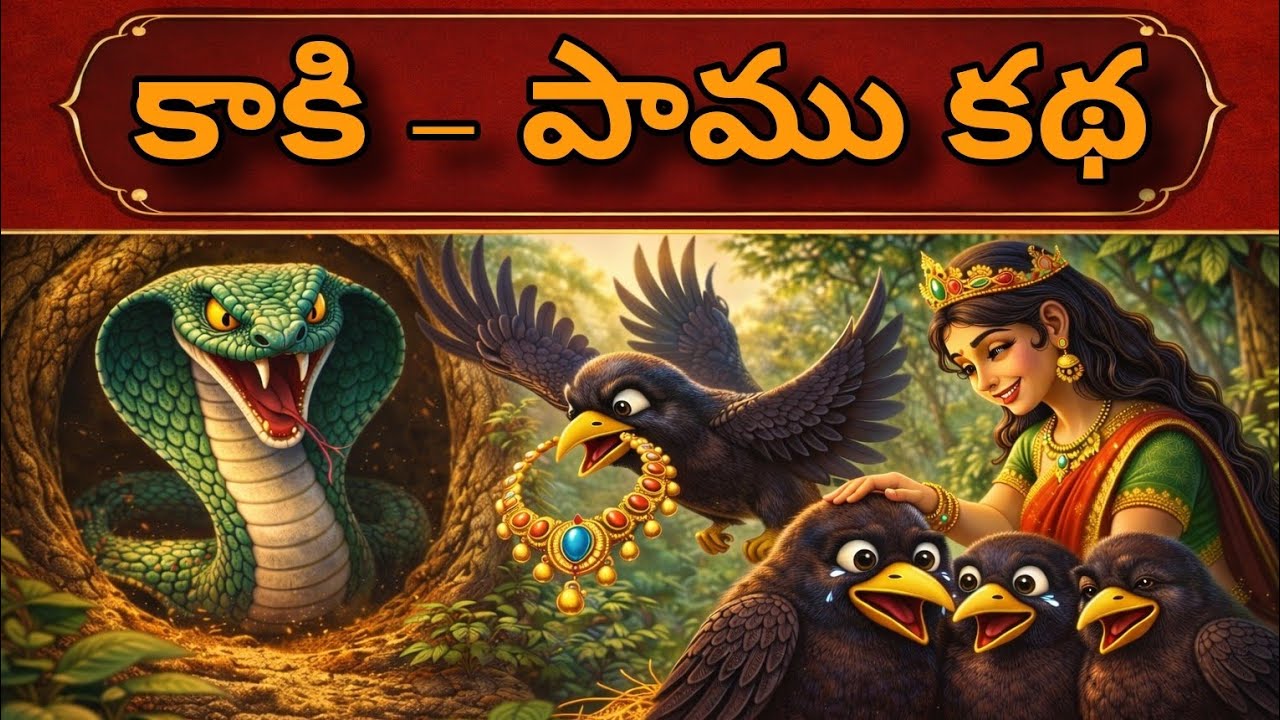 బలం కాదు బుద్ధి | కాకి – పాము నీతి కథ | Telugu Moral Story